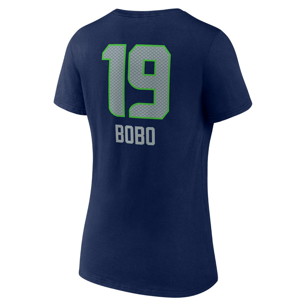 Jake Bobo Seattle Seahawks Women's Team Wordmark Player Name & Number V-Neck T-Shirt - College Navy T-shirts