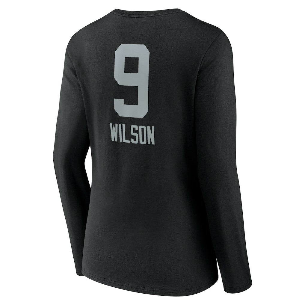 Tyree Wilson Las Vegas Raiders Women's Team Wordmark Player Name & Number Long Sleeve V-Neck T-Shirt - Black T-shirts