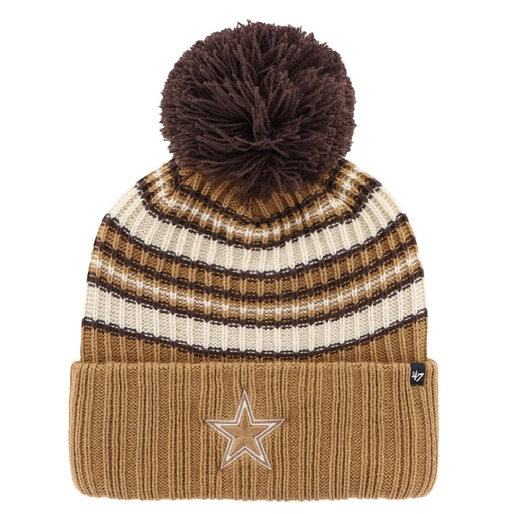 Dallas Cowboys '47 Women's Espresso Cuffed Knit Hat with Pom - Brown Hats