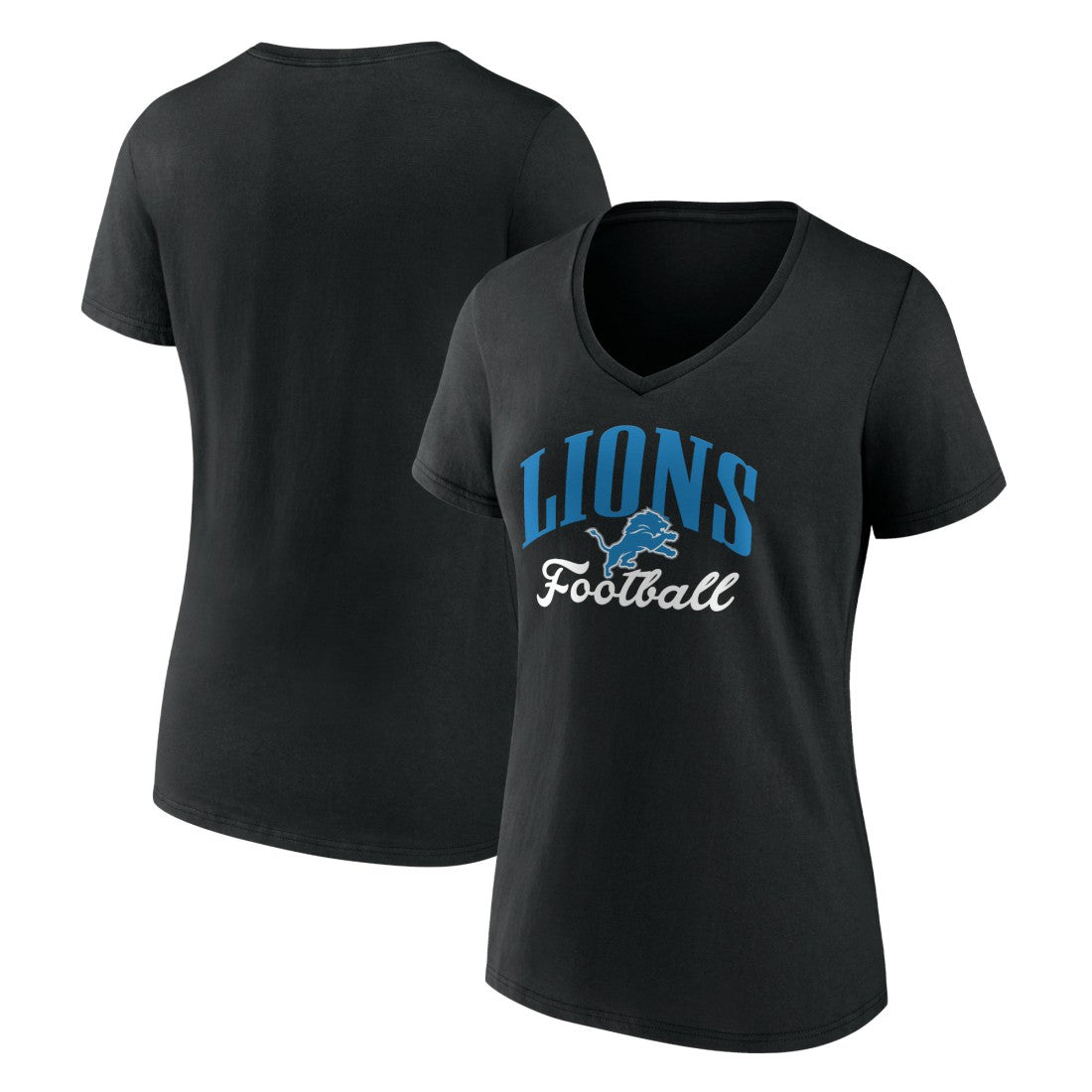 Detroit Lions Women's Victory Script V-Neck T-Shirt - Black T-shirts