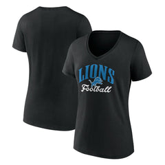 Detroit Lions Women's Victory Script V-Neck T-Shirt - Black T-shirts