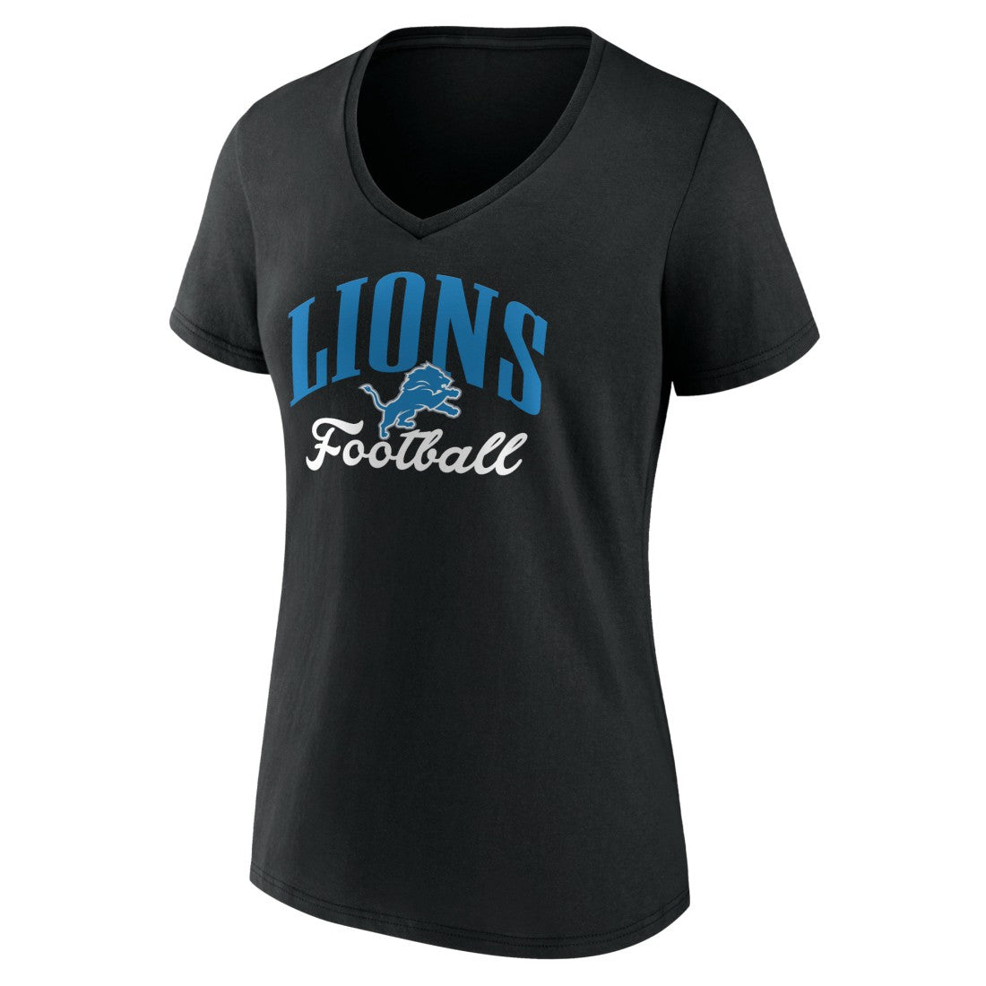 Detroit Lions Women's Victory Script V-Neck T-Shirt - Black T-shirts