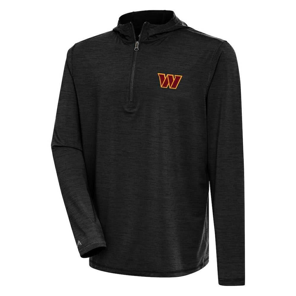 Washington Commanders Antigua Tidy Quarter-Zip Pullover Hoodie - Heather Black Hoodies
