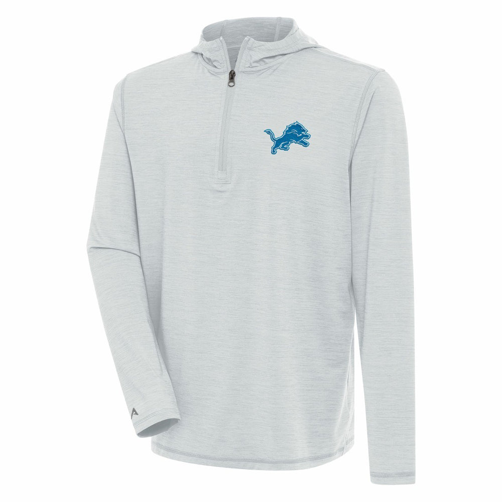 Detroit Lions Antigua Tidy Quarter-Zip Pullover Hoodie - Heather Gray Hoodies