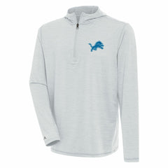 Detroit Lions Antigua Tidy Quarter-Zip Pullover Hoodie - Heather Gray Hoodies