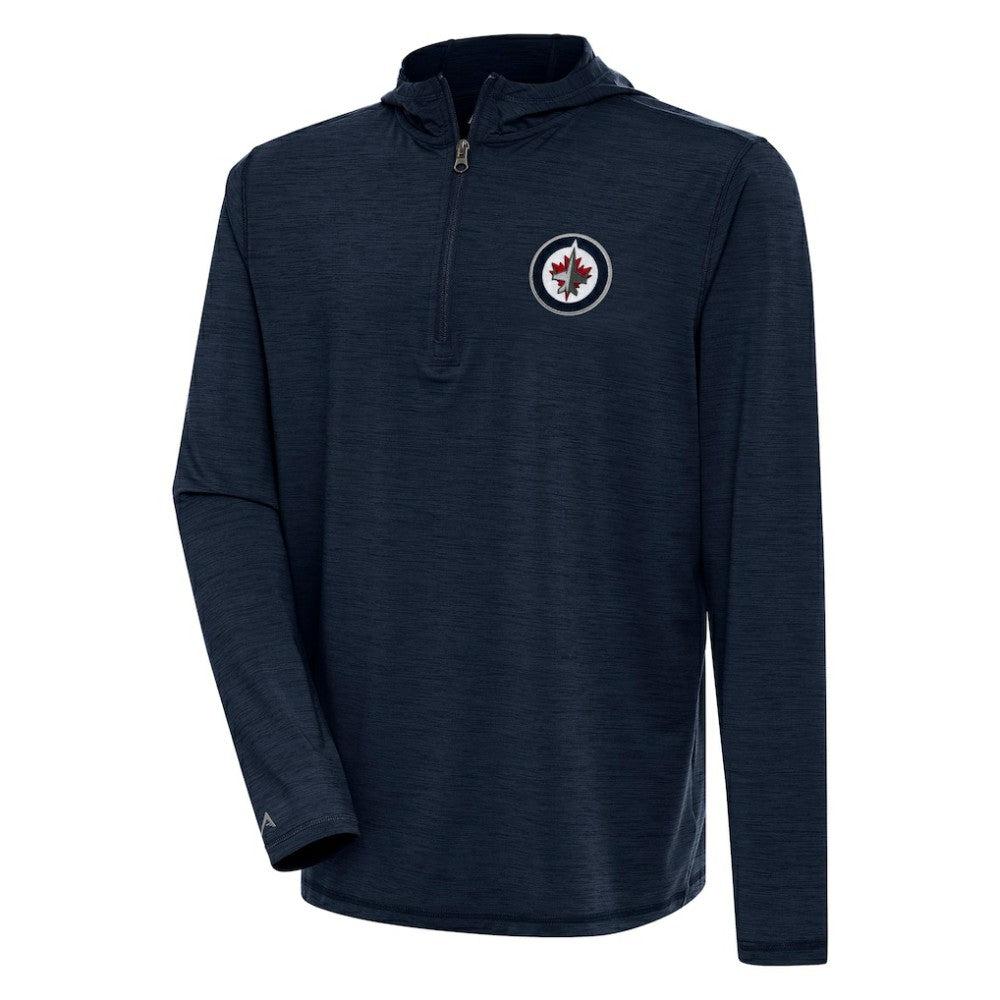 Winnipeg Jets Antigua Tidy Quarter-Zip Pullover Hoodie - Heather Navy | US 200939386