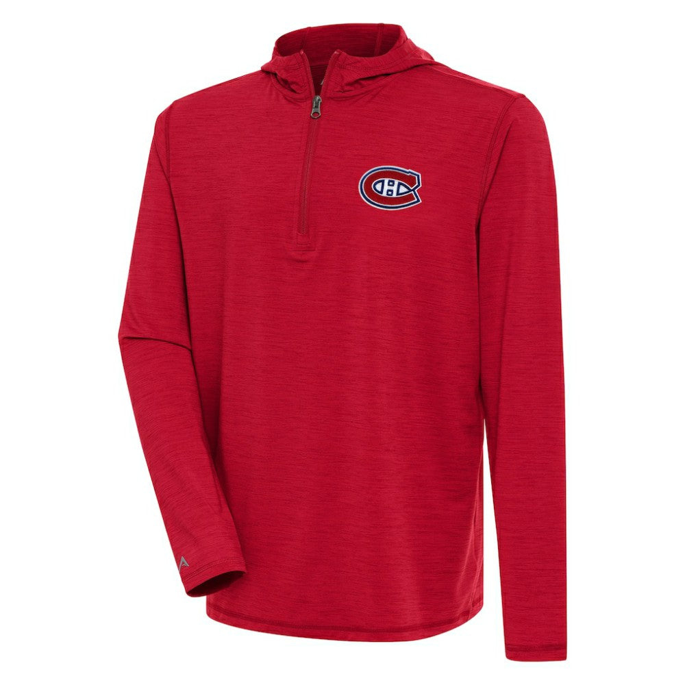 Montreal Canadiens Antigua Tidy Quarter-Zip Pullover Hoodie - Heather Red | US 200939388