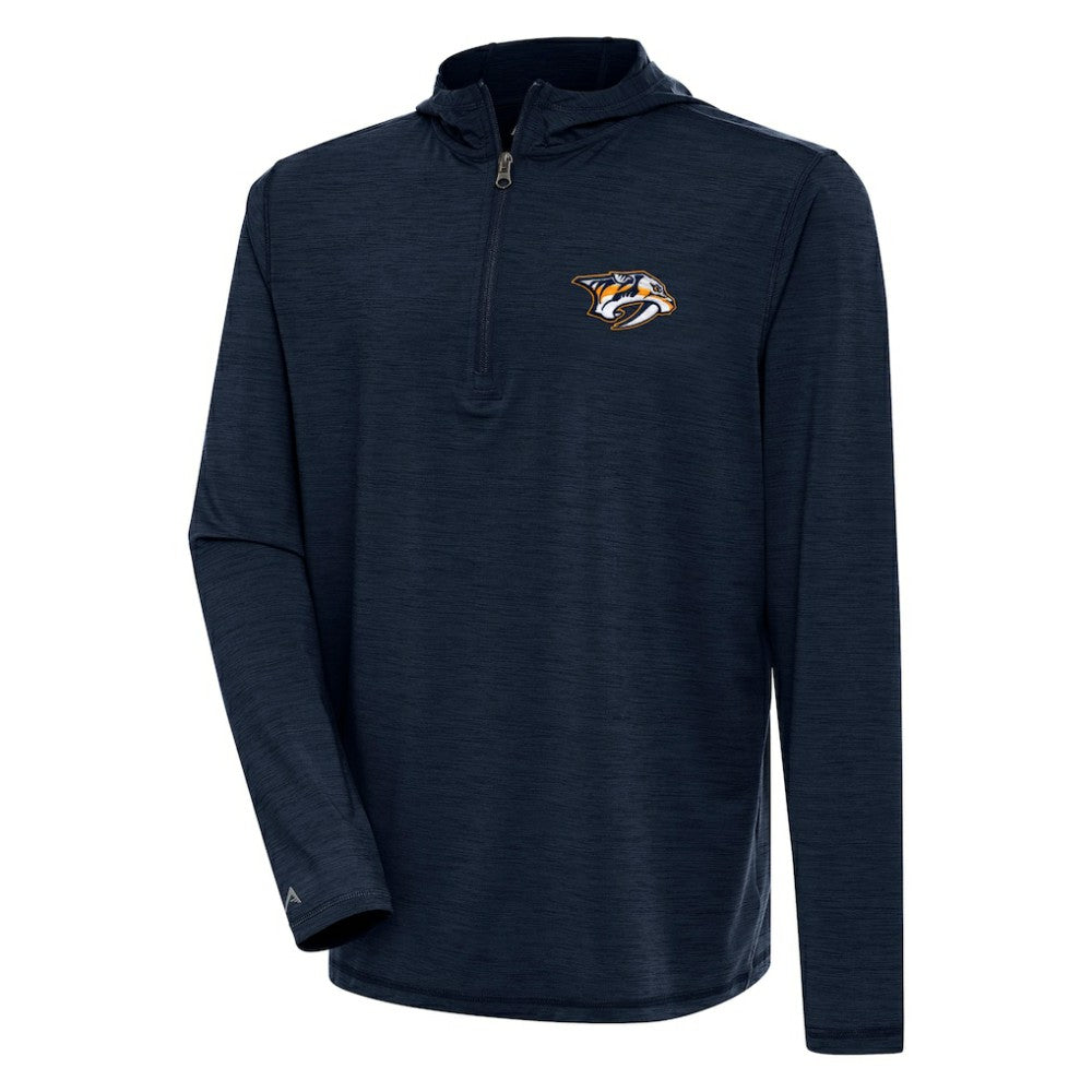 Nashville Predators Antigua Tidy Quarter-Zip Pullover Hoodie - Heather Navy | US 200939389