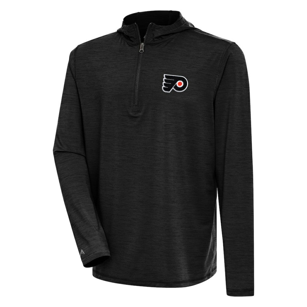 Philadelphia Flyers Antigua Tidy Quarter-Zip Pullover Hoodie - Heather Black | US 200939394