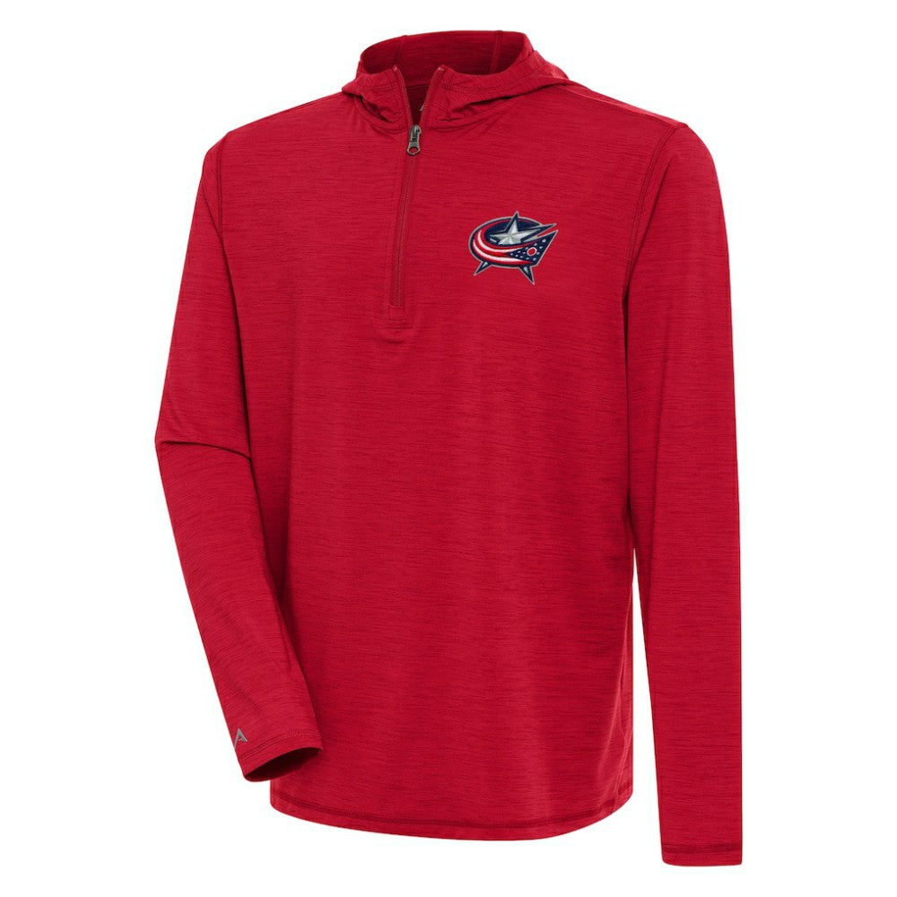 Columbus Blue Jackets Antigua Tidy Quarter-Zip Pullover Hoodie - Heather Red | US 200939411