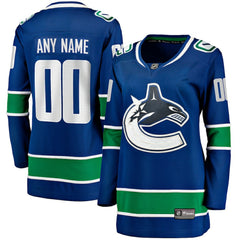Vancouver Canucks Fanatics Women's Breakaway Custom Jersey - Blue | US 200939835