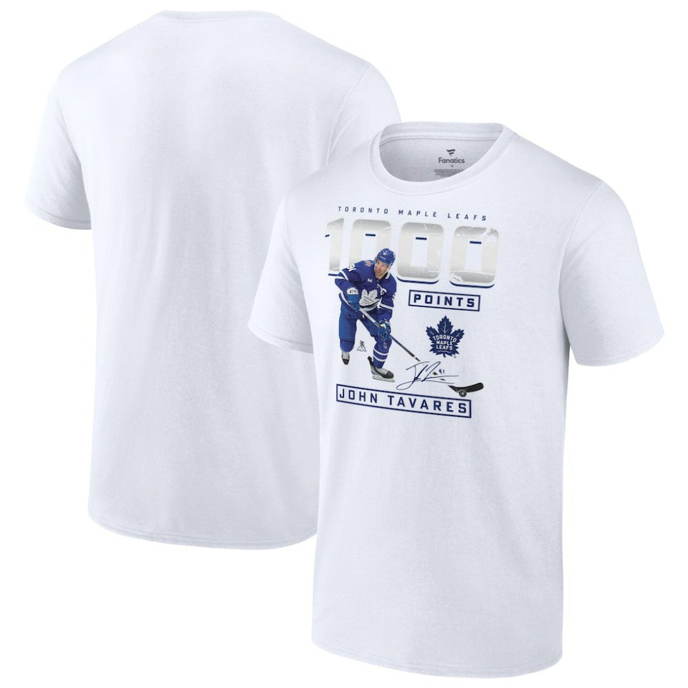 John Tavares Toronto Maple Leafs 1,000 Career Points T-Shirt - White | US 200946029