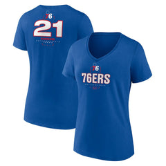 Joel Embiid Philadelphia 76ers Women's Behind The Back Name & Number V-Neck T-Shirt Royal