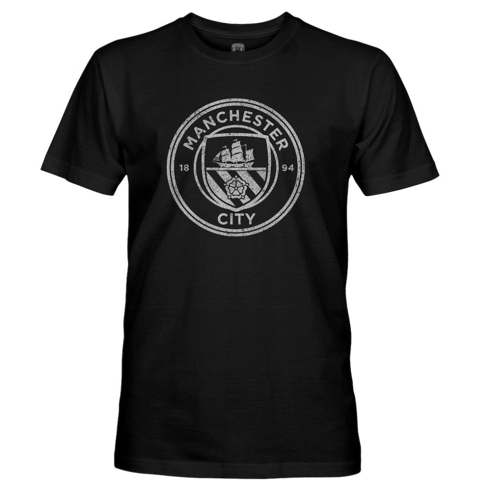 Manchester City 1863FC Mono Crest Slub T-Shirt Black