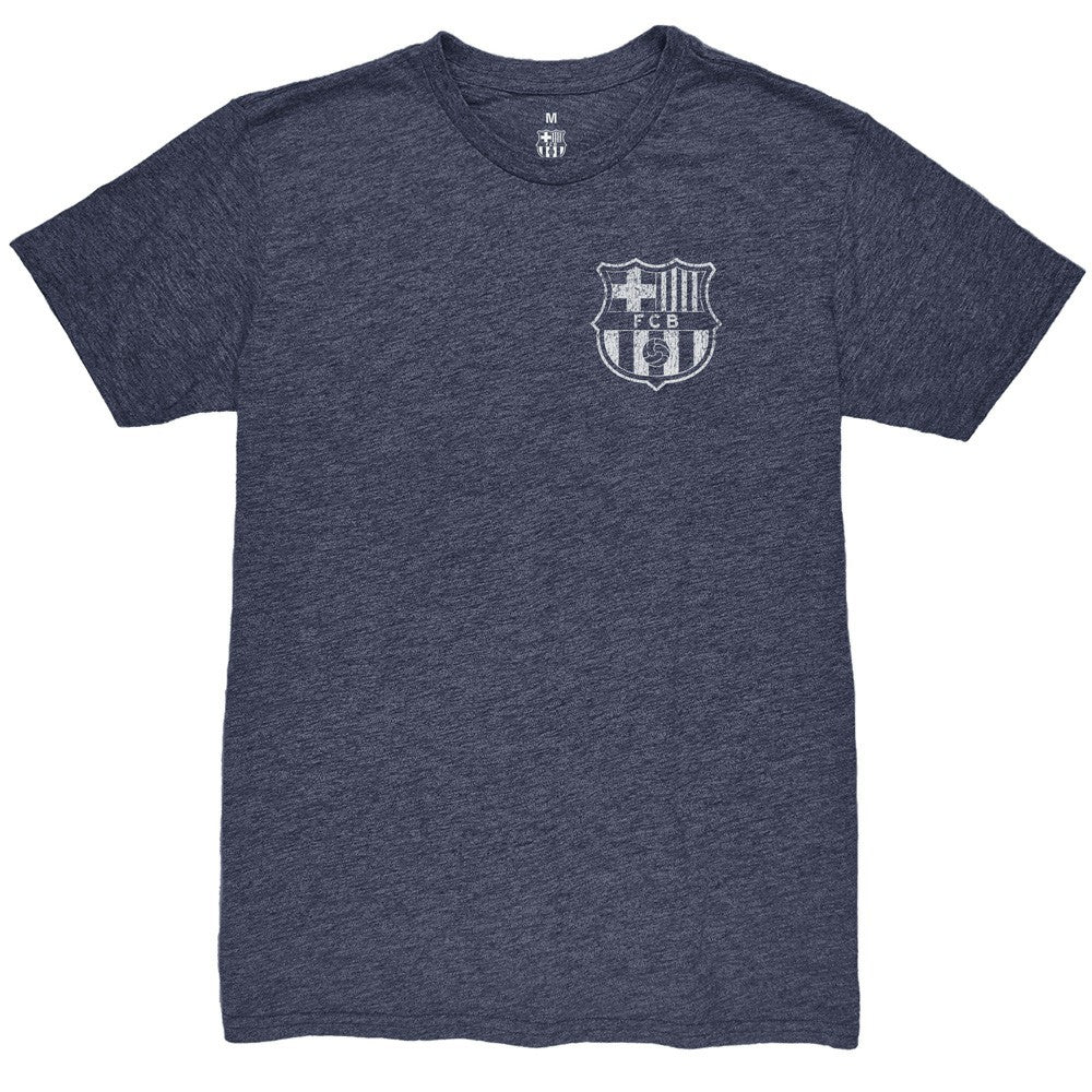 Barcelona 1863FC Front Back Date Twisted Tri-Blend T-Shirt Heather Navy