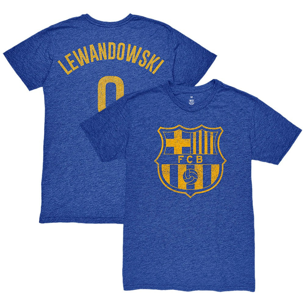 Robert Lewandowski Barcelona 1863FC Player Name & Number Twisted Tri-Blend Slub T-Shirt Heather Royal