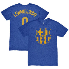 Robert Lewandowski Barcelona 1863FC Player Name & Number Twisted Tri-Blend Slub T-Shirt Heather Royal
