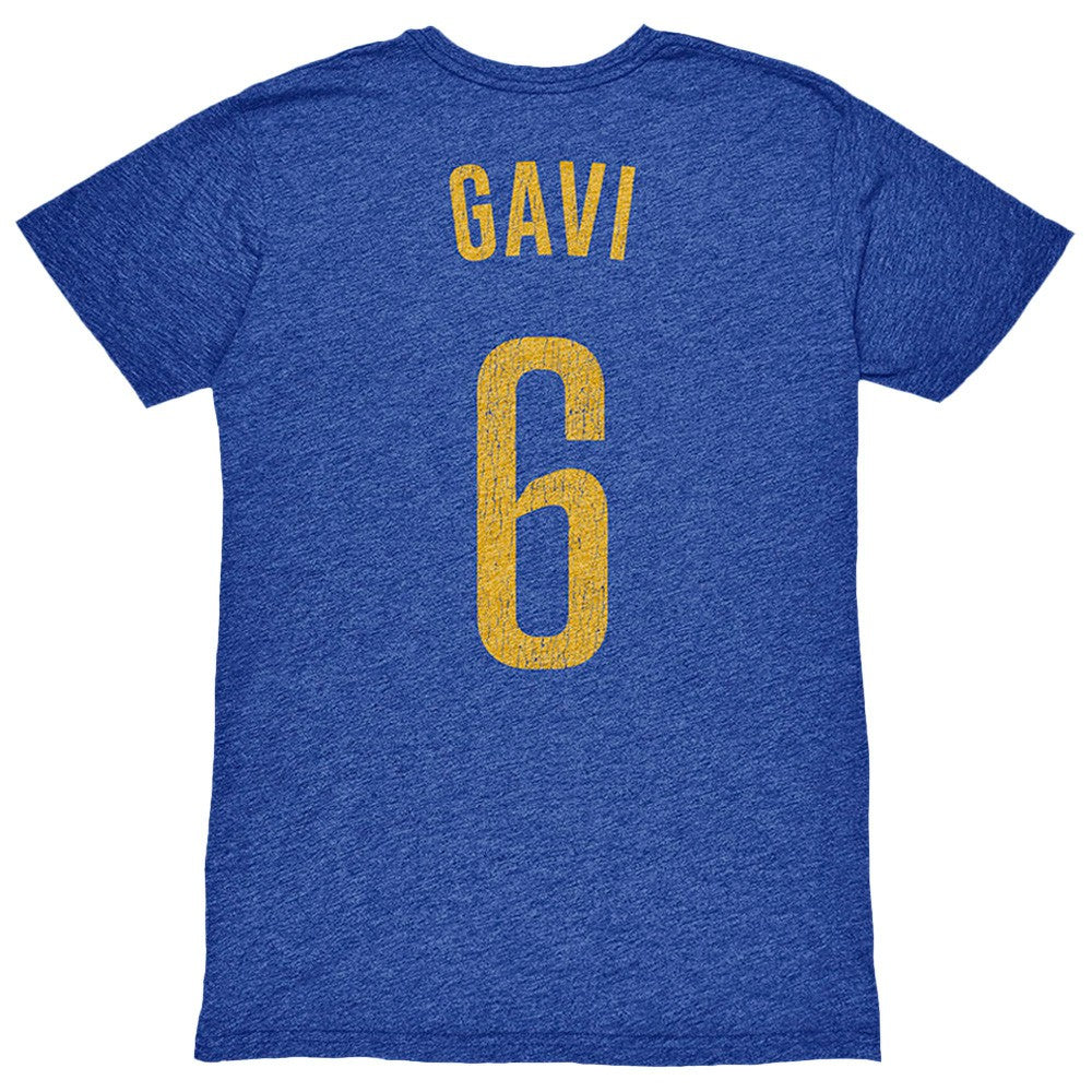 Gavi Barcelona 1863FC Player Name & Number Twisted Tri-Blend Slub T-Shirt Heather Royal