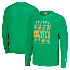 Boston Celtics Homage Unisex Holiday Raglan Pullover Sweatshirt Kelly Green