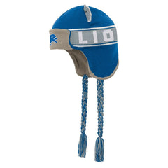 Detroit Lions Youth Wordmark Ears Trooper Knit Hat - Blue Hats