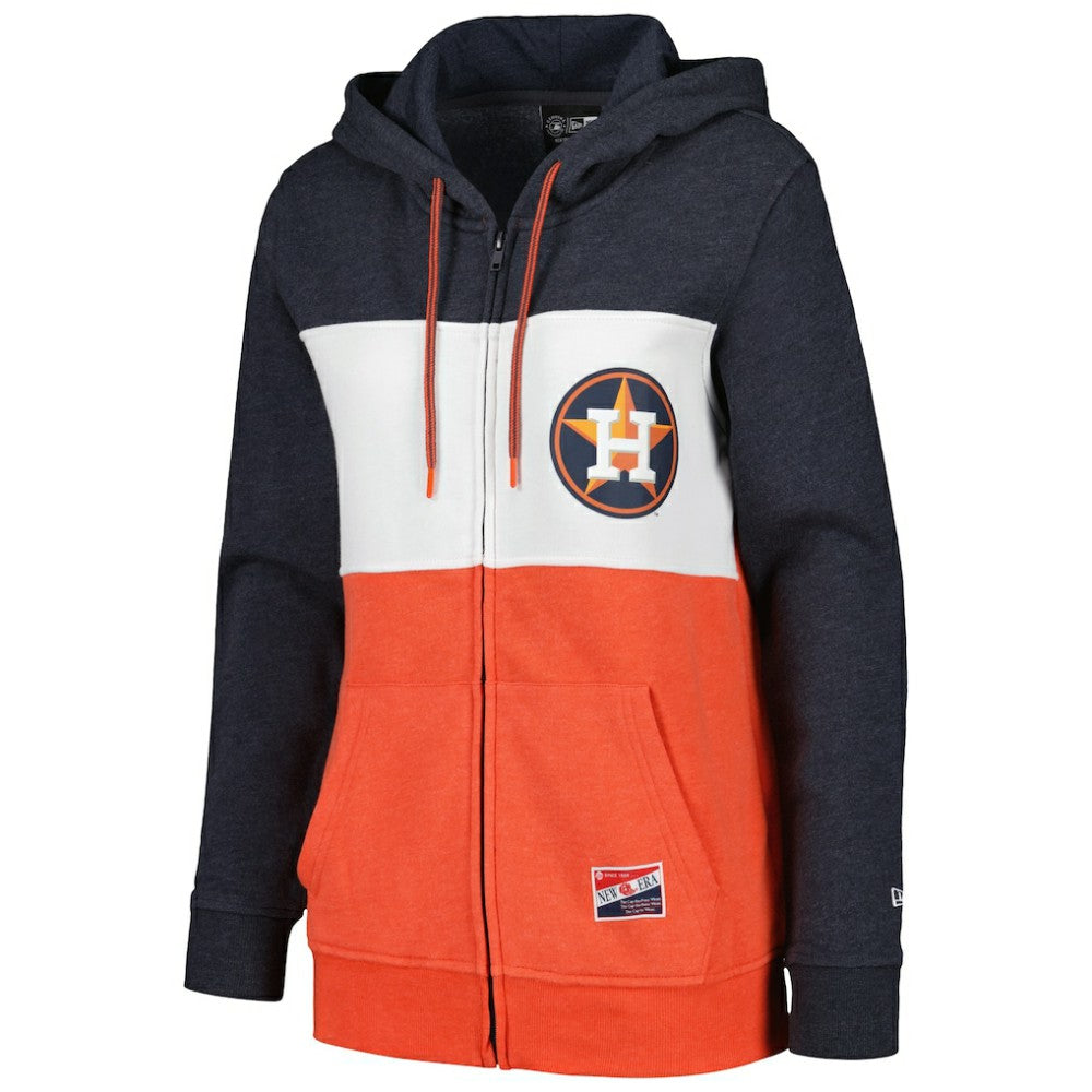 Houston Astros New Era Women's Color Block Full-Zip Hoodie Jacket - Navy Jackets
