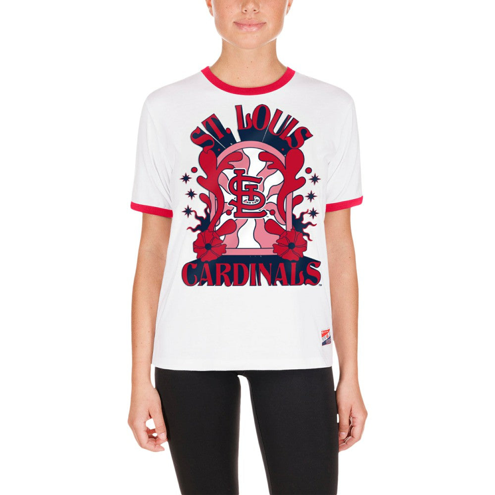 St. Louis Cardinals New Era Women's Oversized Ringer T-Shirt - White T-shirts