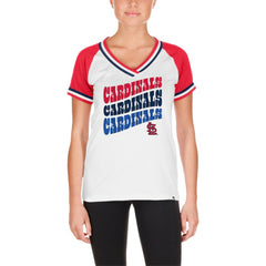 St. Louis Cardinals New Era Women's Jersey Double Binding Raglan V-Neck T-Shirt - White Jerseys