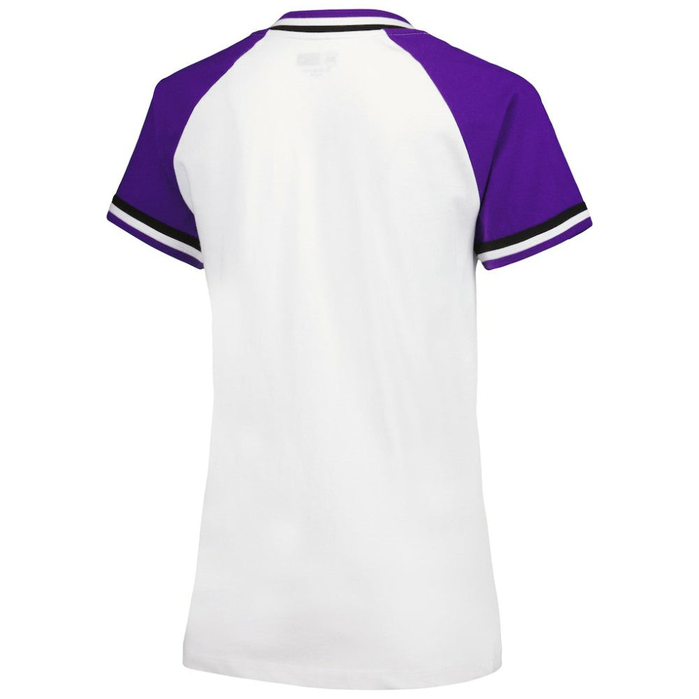 Colorado Rockies New Era Women's Jersey Double Binding Raglan V-Neck T-Shirt - White Jerseys