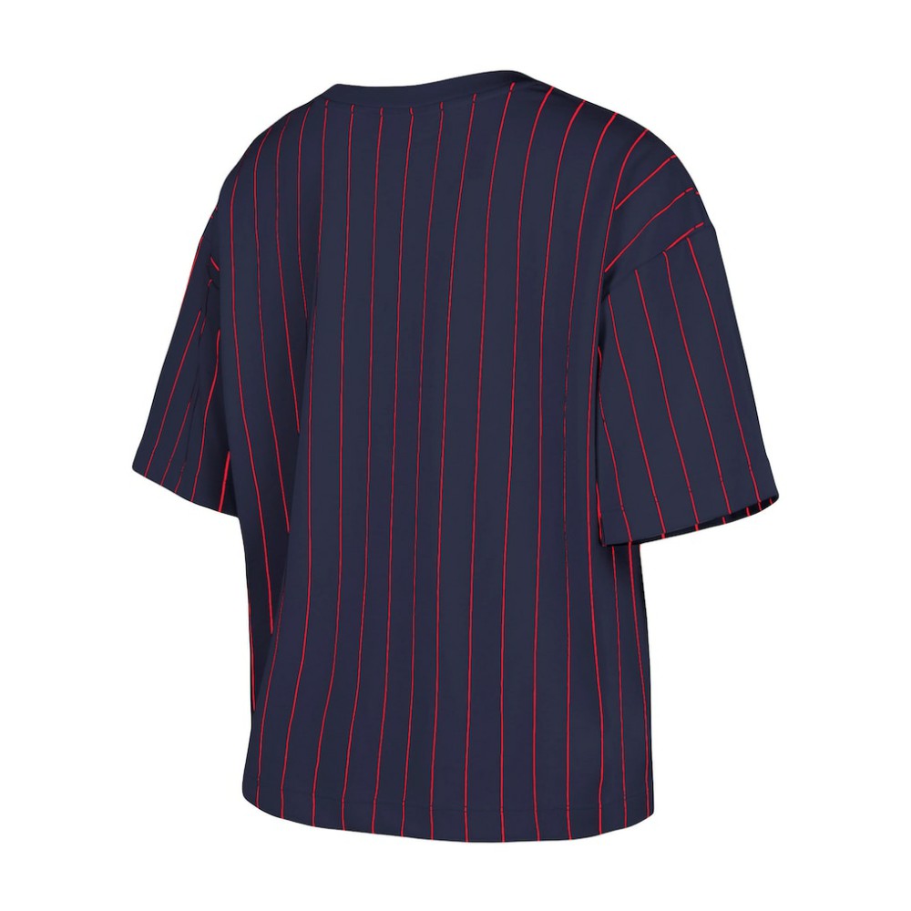 Boston Red Sox New Era Women's Boxy Pinstripe T-Shirt - Navy T-shirts