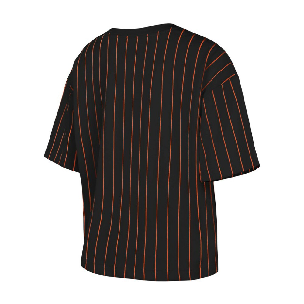 San Francisco Giants New Era Women's Boxy Pinstripe T-Shirt - Black T-shirts
