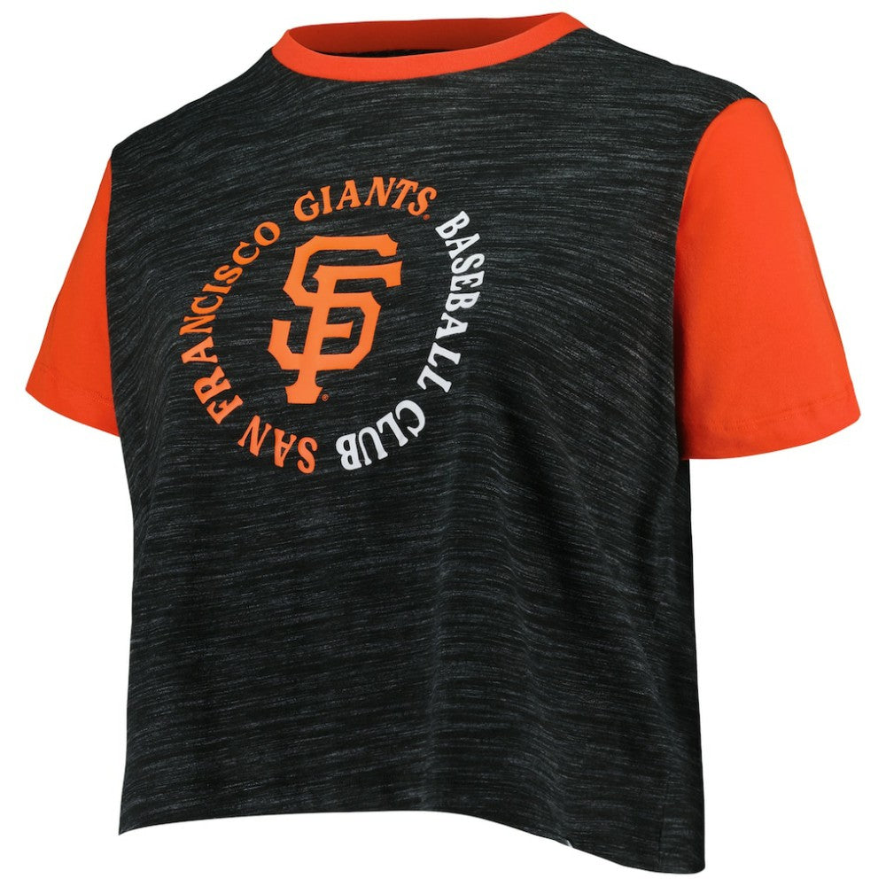 San Francisco Giants New Era Women's Plus Size Crossover Back Cropped T-Shirt - Black T-shirts