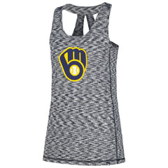 Milwaukee Brewers New Era Women's Space Dye Keyhole Back Tank Top - Navy Tanks
