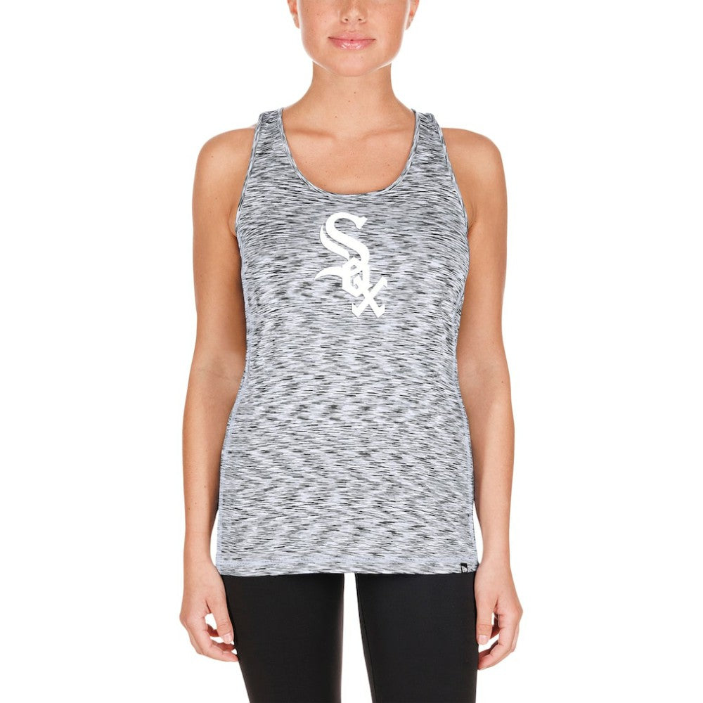Chicago White Sox New Era Women's Space Dye Keyhole Back Tank Top - Black Tanks