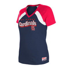 St. Louis Cardinals New Era Women's Heathered Raglan V-Neck T-Shirt - Navy T-shirts