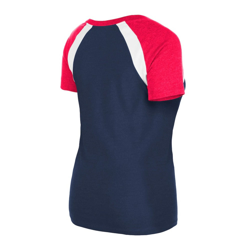 Los Angeles Angels New Era Women's Heathered Raglan V-Neck T-Shirt - Navy T-shirts