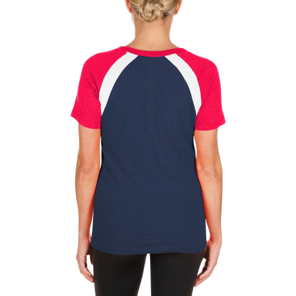 Los Angeles Angels New Era Women's Heathered Raglan V-Neck T-Shirt - Navy T-shirts