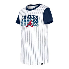 Atlanta Braves New Era Girls Youth Pinstripe T-Shirt - White T-shirts