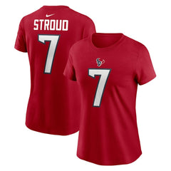 C.J. Stroud Houston Texans Women's Player Name & Number T-Shirt - Red T-shirts