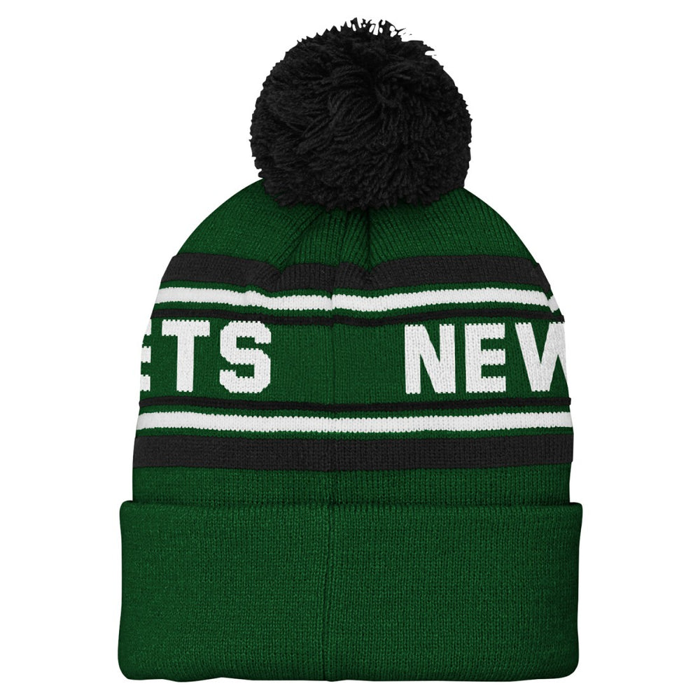 New York Jets Youth Jacquard Cuffed Knit Hat with Pom - Green Hats