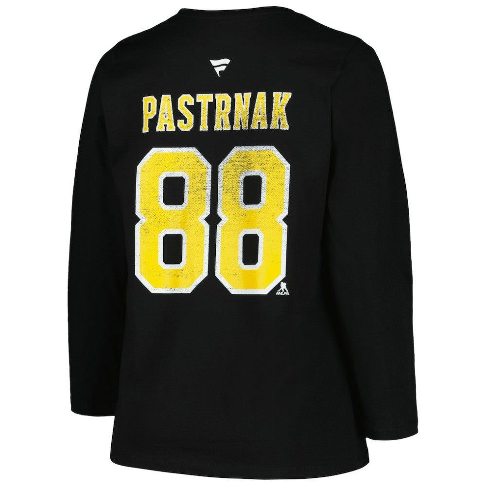 Boston Bruins Profile Women's Plus Size Distressed Printed Name & Number Long Sleeve T-Shirt - Black | US 200960822