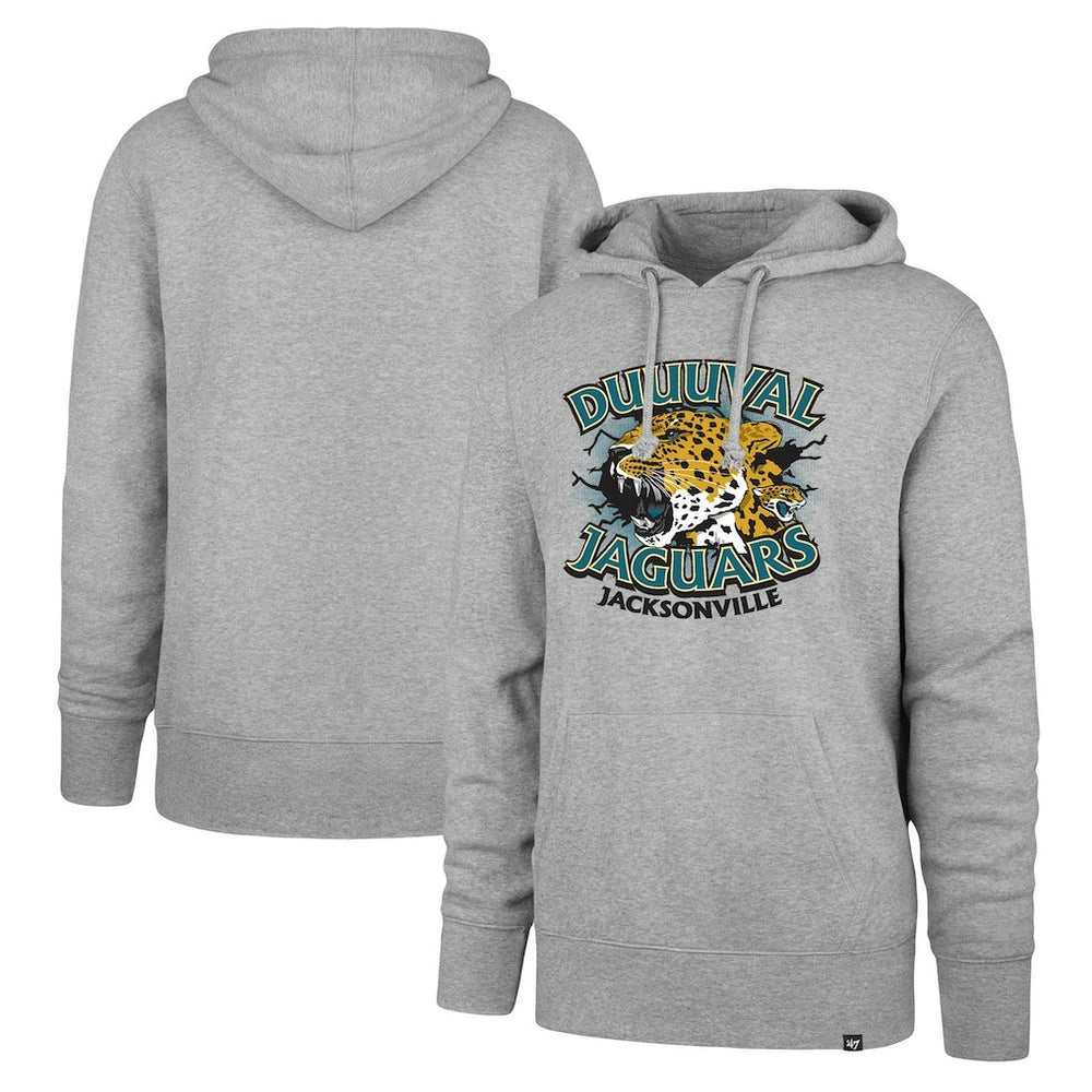 Jacksonville Jaguars '47 DUUUVAL Regional Headline Pullover Hoodie - Gray Hoodies