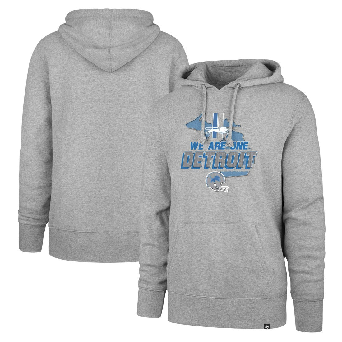 Detroit Lions '47 We Are One Regional Headline Pullover Hoodie - Gray Hoodies
