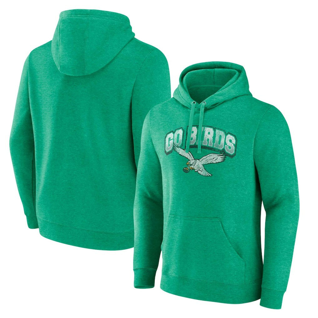 Philadelphia Eagles Gridiron Classics Go Birds Vintage Arch Pullover Hoodie - Kelly Green Hoodies