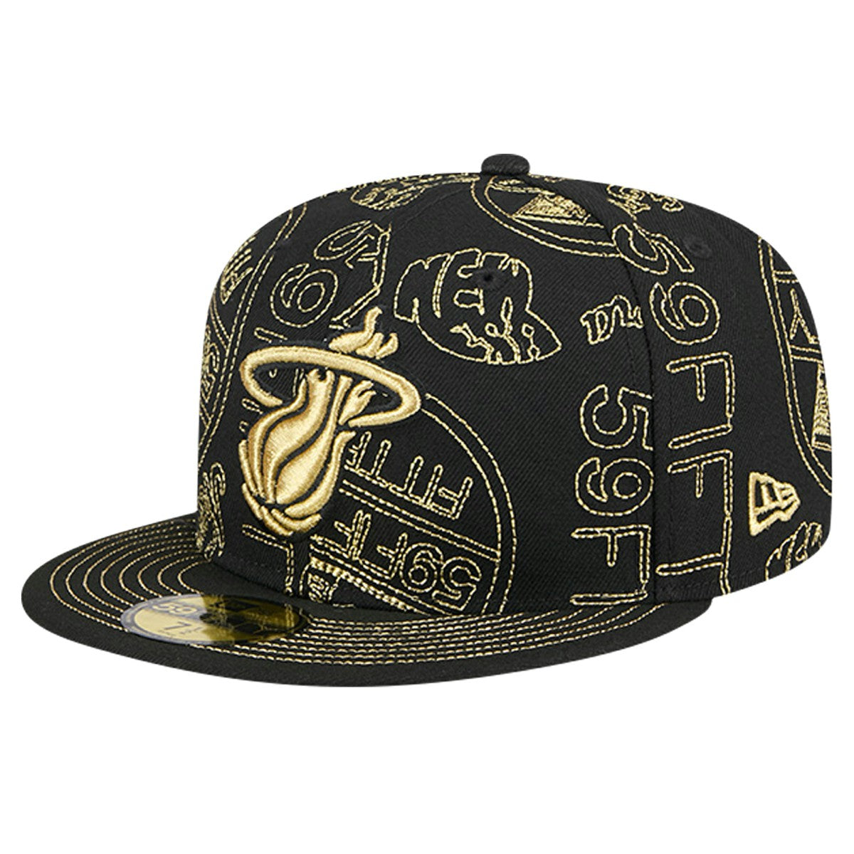 Miami Heat 59FIFTY Day Allover Print Stencil Fitted Hat Black - New Era