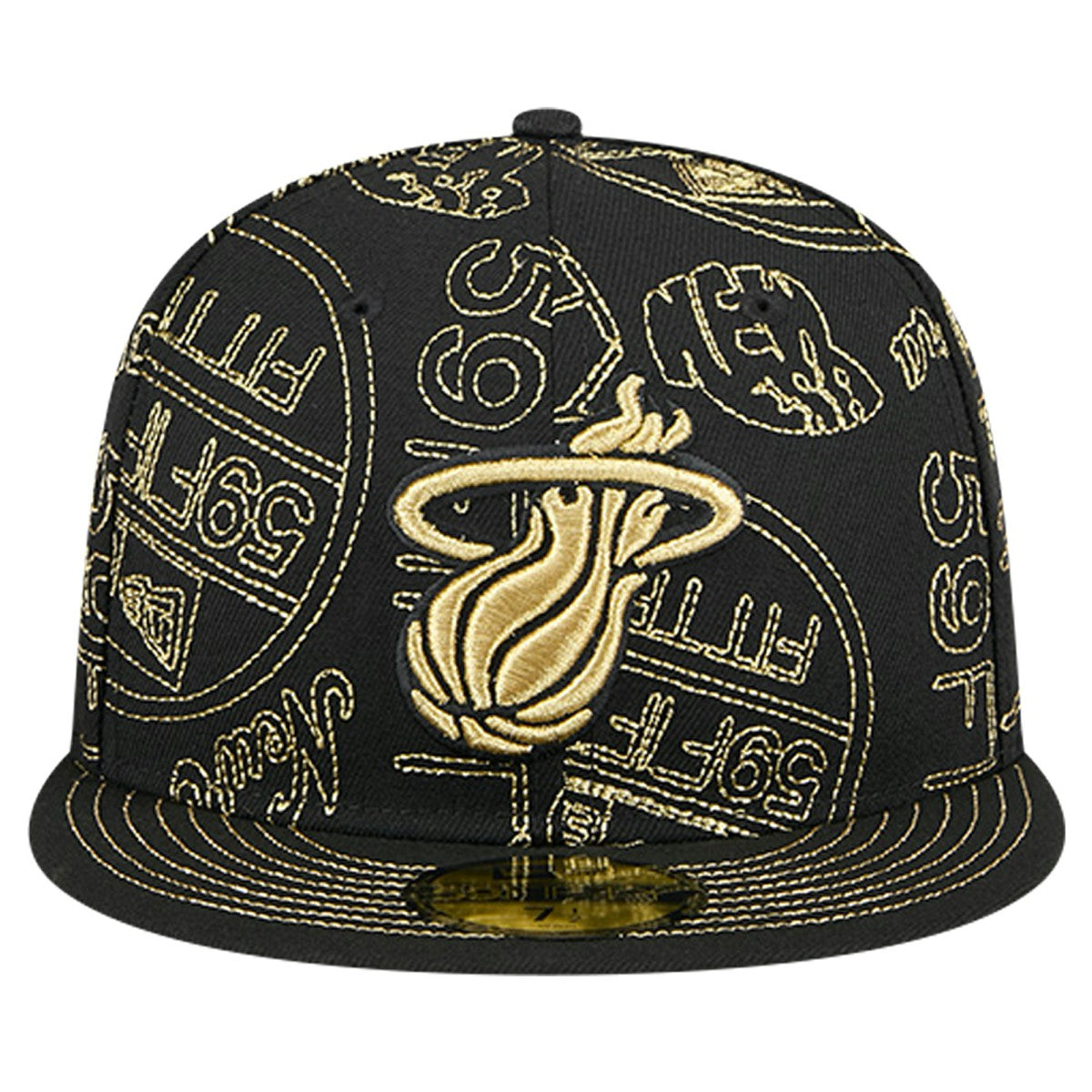 Miami Heat 59FIFTY Day Allover Print Stencil Fitted Hat Black - New Era