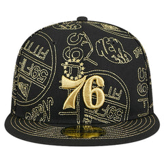 Philadelphia 76ers 59FIFTY Day Allover Print Stencil Fitted Hat Black - New Era