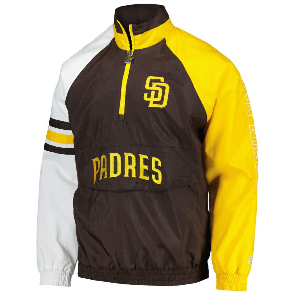 San Diego Padres Starter Elite Raglan Half-Zip Jacket - Brown/Gold Jackets