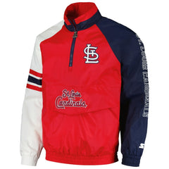 St. Louis Cardinals Starter Elite Raglan Half-Zip Jacket - Red/Navy Jackets