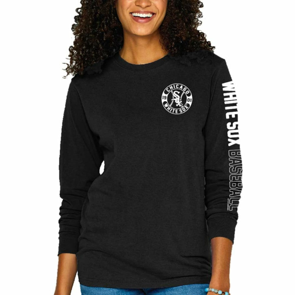 Chicago White Sox Soft as a Grape Women's Pigment-Dyed Long Sleeve T-Shirt - Black T-shirts