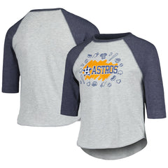 Houston Astros Soft as a Grape Youth Raglan 3/4 Sleeve T-Shirt - Heather Gray T-shirts